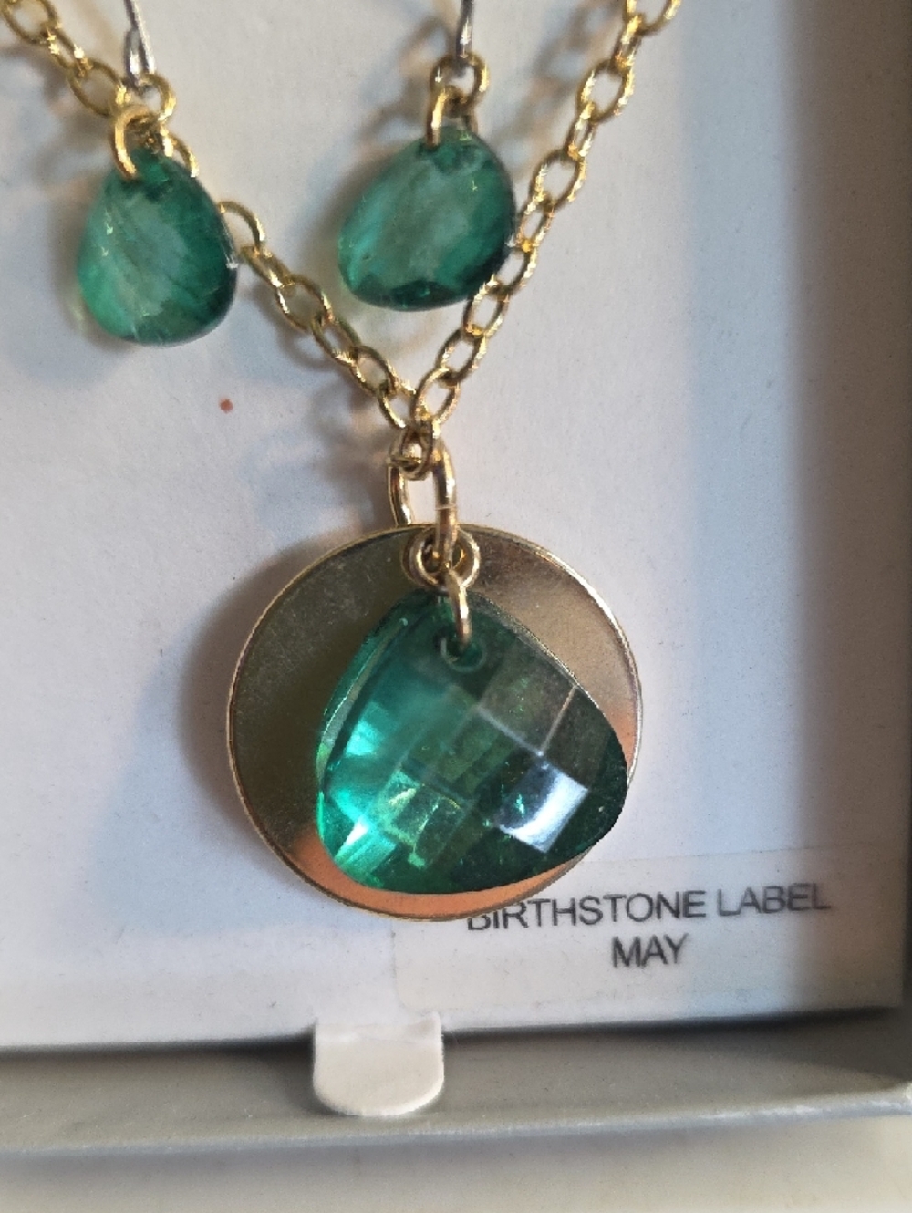 liz & co. Gold-Tone Necklace and Drop Earrings with Green Crystal, May NWT - Picture 2 of 4